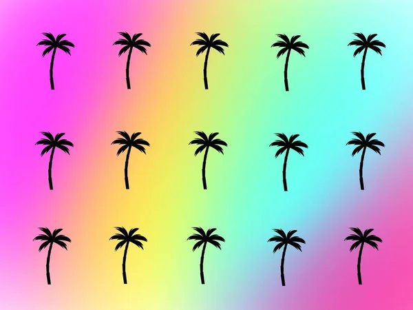 Wallpaper 80S 90S Style Palm Tree Silhouette Pattern Gradient Neon — Stock Photo, Image