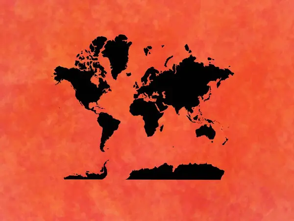 Mapa Del Mundo Negro Silueta Con Fondo Textura Abstracta Ilustración — Foto de Stock