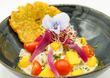 An exquisite South American ceviche of fresh fish clipart