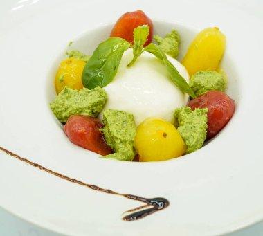 Caprese salad made with buffalo mozzarella typical of southern Italy
