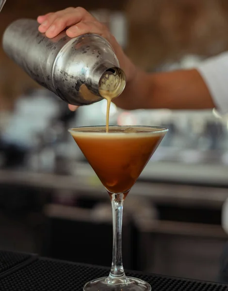 Espresso martini cocktail made with espresso, coffee liqueur and vodka