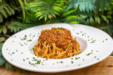 A plate of spaghetti with bolognese sauce ideal for a children's menu