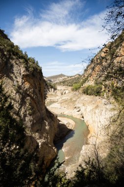 İspanya 'da kuraklık, Congost de Mont Rebei' de nehir seviyesi düşük, küresel ısınma