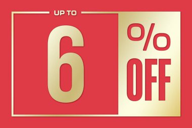 Pembe altın arka plandaki yazıda yüzde 6 indirim var. Fiyat etiketi satışları piyasa indirimi yüzde. şablon kaydet