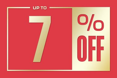 Pembe altın arka planda% 7 indirim var. Fiyat etiketi satışları piyasa indirimi yüzde. Sancak perakendecisi