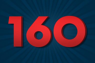 160 Numara Sayı Şablonu poster tasarımı etiketi. ödül 3d