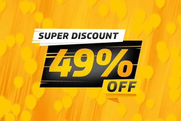 Forty Nine Percent Sale Discount Shopping Banner Balloon Yellow Black — Stock Photo, Image
