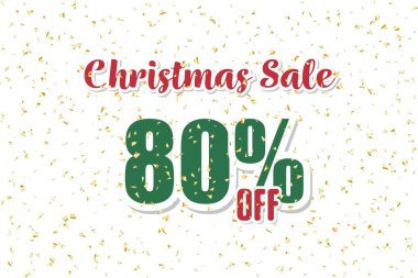 Beyaz arka planda konfetili 80 indirimli noel indirimi. Fiyat etiketi satışları piyasa indirimi yüzde. etiket temizliği