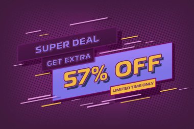 % 57 indirimli süper indirimli alışveriş yarım ton pankart arka planı. fiyat modası