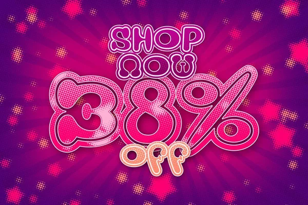 38 thirty-eight Percent off super sale shopping halftone banner background design. hot sale percent