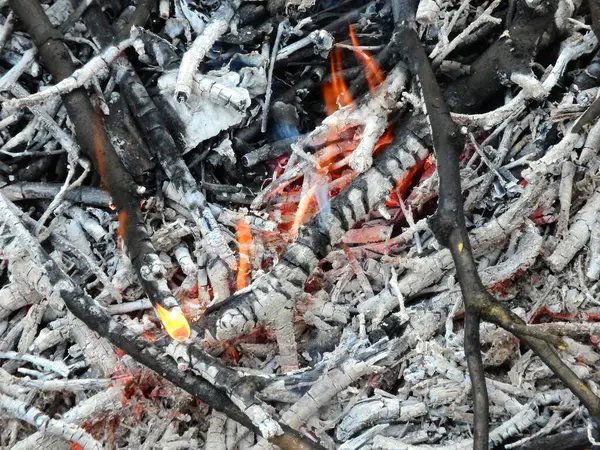 Yanan odun parçaları fotoğrafı.
