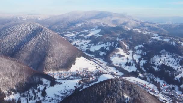 Orawa Karpaty Słowacja Zima Wsi Zazriva Krajobraz Wiejski Karpatach Słowacja — Wideo stockowe