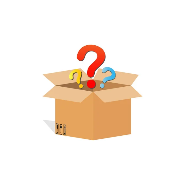 Secret Box Surprise Opened Cardboard Box Question Mark Icon Mystery — Stock Vector