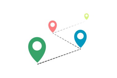 Yönlendirme yolu simgesi. Haritada, haritada ya da GPS 'te seyahat rotası. Harita yerelleştirme simgesi - stok vektörü