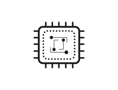 Mikroçip vektör simgesi. Yarı iletken basit bir simge. Çip panosu işareti.