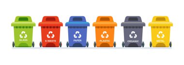 Çöp tenekesi. Çöp ayıklama. Vektör grafikleri