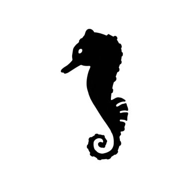 Deniz atı simgesi. Beyaz arkaplanda mavi deniz atı simgesi.