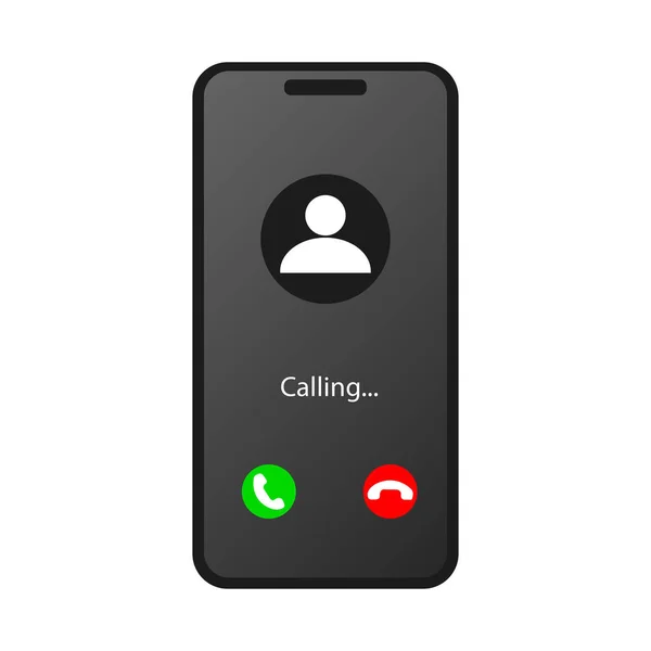 Aramayla birlikte telefon. Vektör çizimi. Gelen aramalı akıllı telefon ekranı.