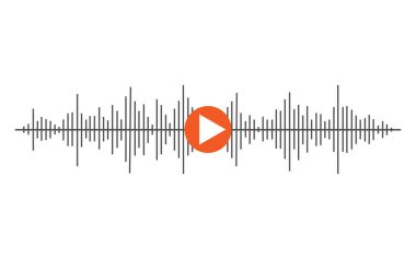 Ses dalgası müzik çalar. Kayıt arayüzü. Ses dalgası hattında eşitleyici simgesi. Sesli mesaj simgesi. Podcast oynatıcı, müzik parçası vektörü