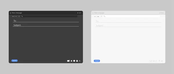 E- posta arayüzü oluşturuldu. Açık modern düz dizaynlı web tarayıcı modeli. Bilgisayar, dizüstü bilgisayar, cep telefonu, gece modu teması. izole internet tarayıcı şablonu. hisse vektörü
