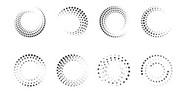 Yarım tonluk nokta çerçeveler. Noktalar daire şeklinde. İlaç, kozmetik, tedavi için dairesel noktalar - Stok Vektörü