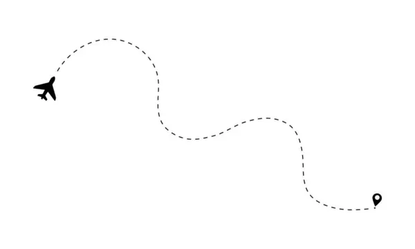 Uçak uçuşu ve noktalı çizgi. Uçuş rotaları. Kırpılmış çizgilerle ya da beyaz arka planda hava çizgileriyle bir uçaktan diğerine. Harita işaretleyici konum şifresi.