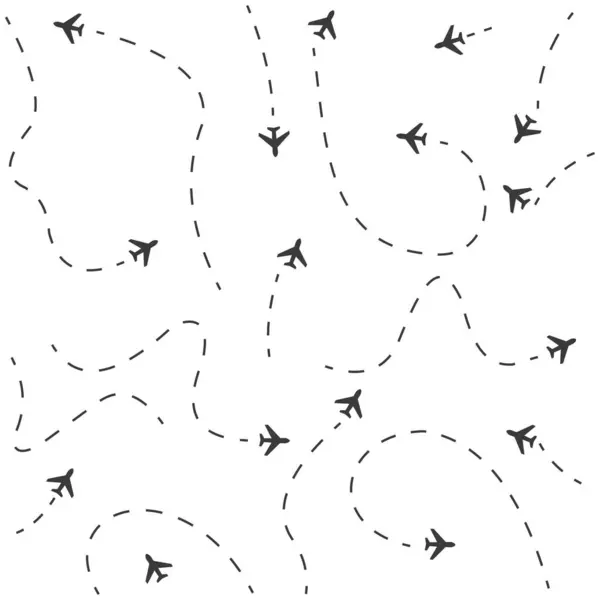 Dinamik hava sahası illüstrasyonunda karmaşık uçuş rotalarında ilerleyen uçaklar. Minimalist bir arkaplan boyunca çeşitli uçaklar karmaşık uçuş modelleriyle betimlenir..