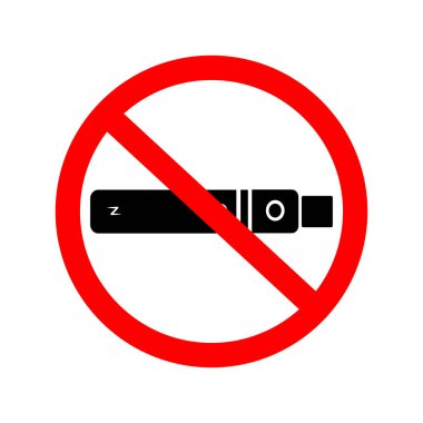 Vaping yok, duman vektör simgesi yok. Koyu kırmızı bir çemberde yasaklı buharlaşma uyarısı.