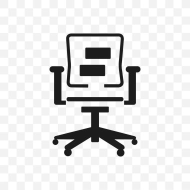 Ofis koltuğu ikon vektörü. Ofis koltuğu tasarımı ergonomik özellikler sergiliyor ve modern çalışma alanları için parlak siyah estetik