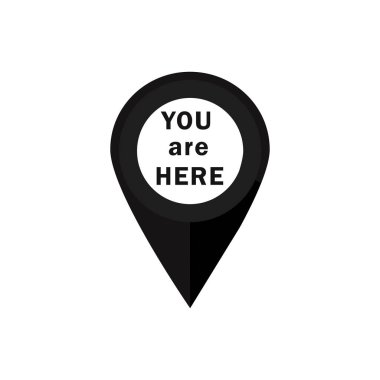 Harita işaretleyici ikon vektörü. Burada bulunma sebebiniz olan konumu belirten işaretleyici