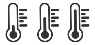Termometre vektör simgeleri. Celsius, ısı, vücut sıcaklığı, soğuk, oda sıcaklığı. 