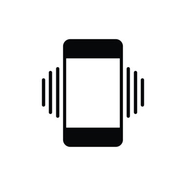 Telefon titreşimi ya da halka düz vektör. Sade arkaplanda cep telefonu titreşimli uyarı sembolü çizimi
