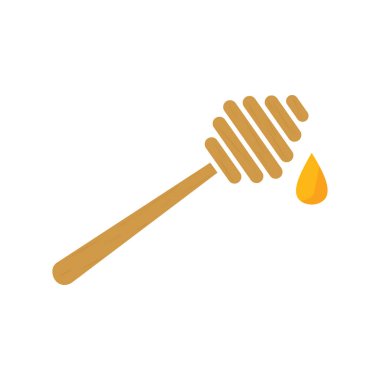 Tahta bir kepçeden damlayan bal. Bal dipçiği altın tatlılığını akıtır. Mutfak ortamında kırsal cazibeyi ve lezzeti ön plana çıkarır. Vektör