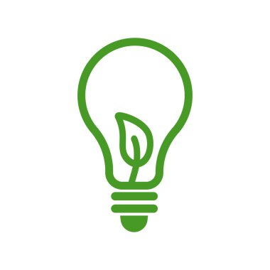 Enerji simgesini kaydet. Yeşil ampul sürdürülebilir enerjiyi ve daha parlak bir gelecek için çevre dostu çözümleri sembolize ediyor. Enerji ikonu. Stok Vektörü