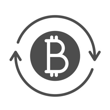 Bitcoin dijital para değişimi siluet vektör simgesi beyaz üzerinde izole. Web, mobil uygulamalar, ui tasarımı ve yazdırma için bitcoin şifreleme simgesi