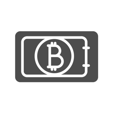 Bitcoin dijital para siluet vektör simgesi beyaz üzerinde izole. Web, mobil uygulamalar, ui tasarımı ve yazdırma için bitcoin şifreleme simgesi