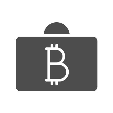 Bitcoin dijital para siluet vektör simgesi beyaz üzerinde izole. Web, mobil uygulamalar, ui tasarımı ve yazdırma için bitcoin şifreleme simgesi