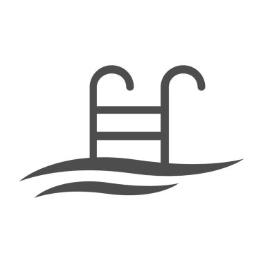 Yüzme havuzu silueti vektör simgesi beyaz arkaplanda izole edildi. Web için yüzme havuzu simgesi, mobil uygulamalar, ui tasarım ve yazdırma