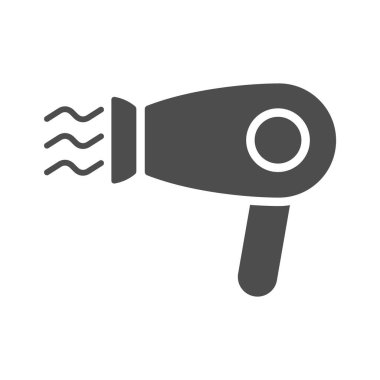 Saç kurutma makinesi silueti vektör simgesi beyaz arkaplanda izole edildi. Web, mobil uygulamalar, ui tasarım ve yazdırma için saç kurutma simgesi