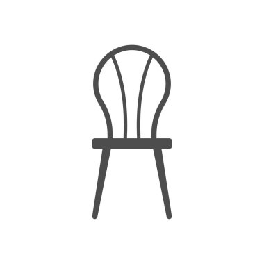 Beyaz arkaplanda izole edilmiş sandalye silueti vektör simgesi. Web, mobil uygulamalar, ui tasarım ve yazdırma için mobilya simgesi