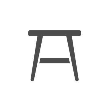 Tabure sandalyesi siluet vektör simgesi beyaz arkaplanda izole edildi. Ağ, mobil uygulamalar, evet tasarım ve baskı için ahşap tabure mobilya ikonu