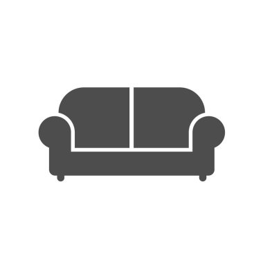 Kanepe silueti vektör simgesi beyaz arkaplanda izole edildi. İnternet, mobil uygulamalar, ui tasarım ve yazdırma için kanepe mobilyası simgesi