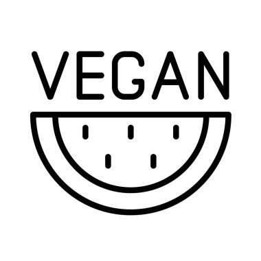 Beyaz üzerinde izole edilmiş vegan logo simgesi. Web ve ui tasarımı, mobil uygulamalar ve yazdırma ürünleri için karpuz vegan organik sağlıklı gıda çizgisi simgesi