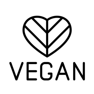 Vejetaryen çizgisi logosu kalp simgesi beyaza izole edilmiş. Ağ ve ui tasarımı, mobil uygulamalar ve yazdırma ürünleri için sağlıklı vegan şiddet içermeyen gıda çizgisi simgesi