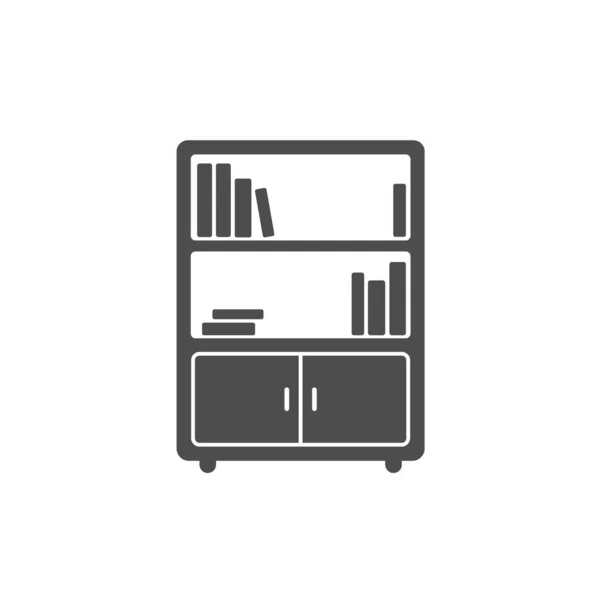 Bookcase Silhouette Vector Icon Isolated White Bookshelf Furniture Icon Web — Stock Vector