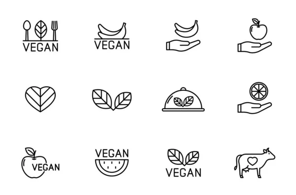 stock vector vegan line vector icons isolated on white. vegan non violent food lineal icon set for web and ui design, mobile apps and print products