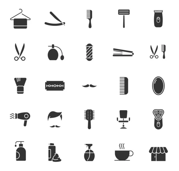 Barber Shop Silhouette Vector Icons Isolated White Barber Saloon Icon — Stock Vector