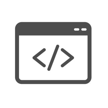 Beyaz arkaplanda kodlama silueti vektör simgesi izole edildi. Web, mobil uygulamalar, ui tasarım ve yazdırma için web kodlama simgesi