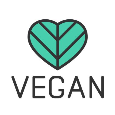 Beyazda izole edilmiş vejetaryen renkli logo simgesi. Web ve ui tasarımı, mobil uygulamalar ve yalan makinesi için yeşil vegan kalp çizgisi renk logosu simgesi