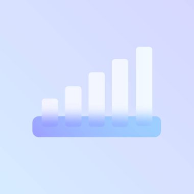 Sinyal gücü göstergesi cam morfizm modayı simgesi. Sinyal gücü göstergesi renk ikonu bulanık, şeffaf cam ve mor gradyanlı. Web ve ui tasarımı için mobil uygulamalar